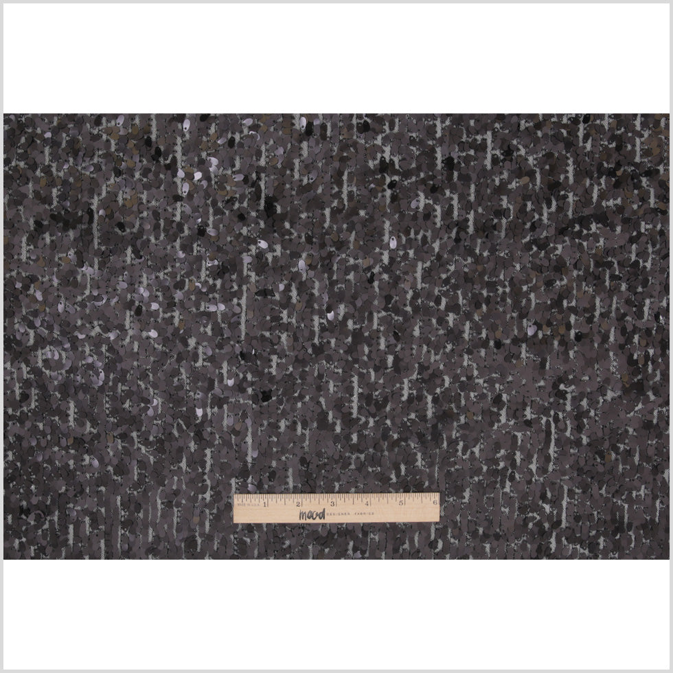 Black Oval Piette Sequins on Polyester Mesh