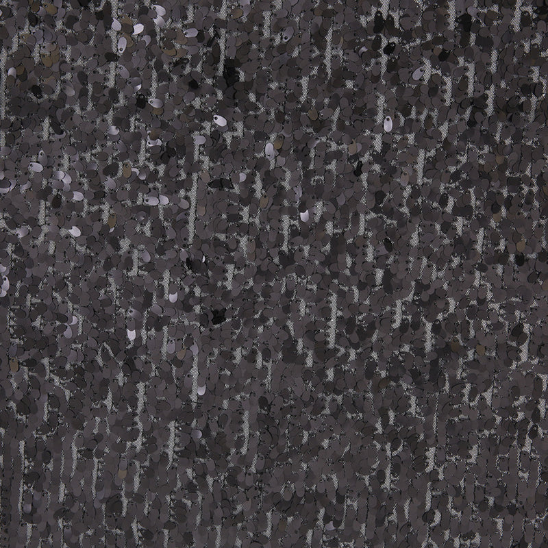 Black Oval Piette Sequins on Polyester Mesh