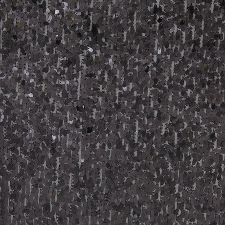 Black Oval Piette Sequins on Polyester Mesh