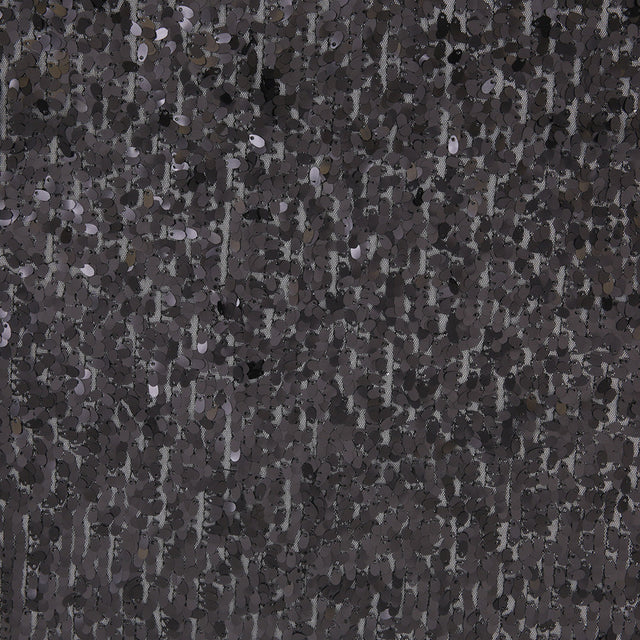 Black Oval Piette Sequins on Polyester Mesh