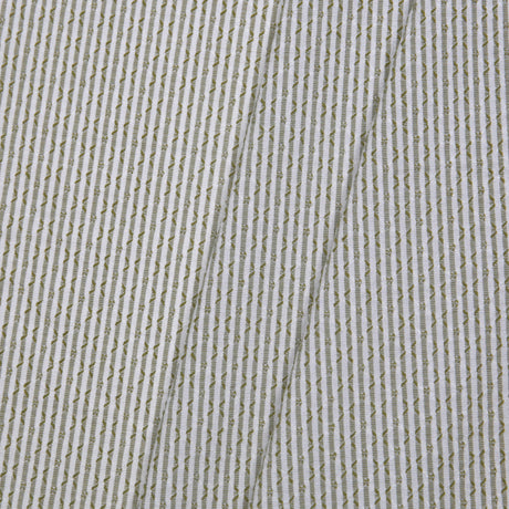 Italian White/Tarrgon Stretch Cotton Blended Brocade
