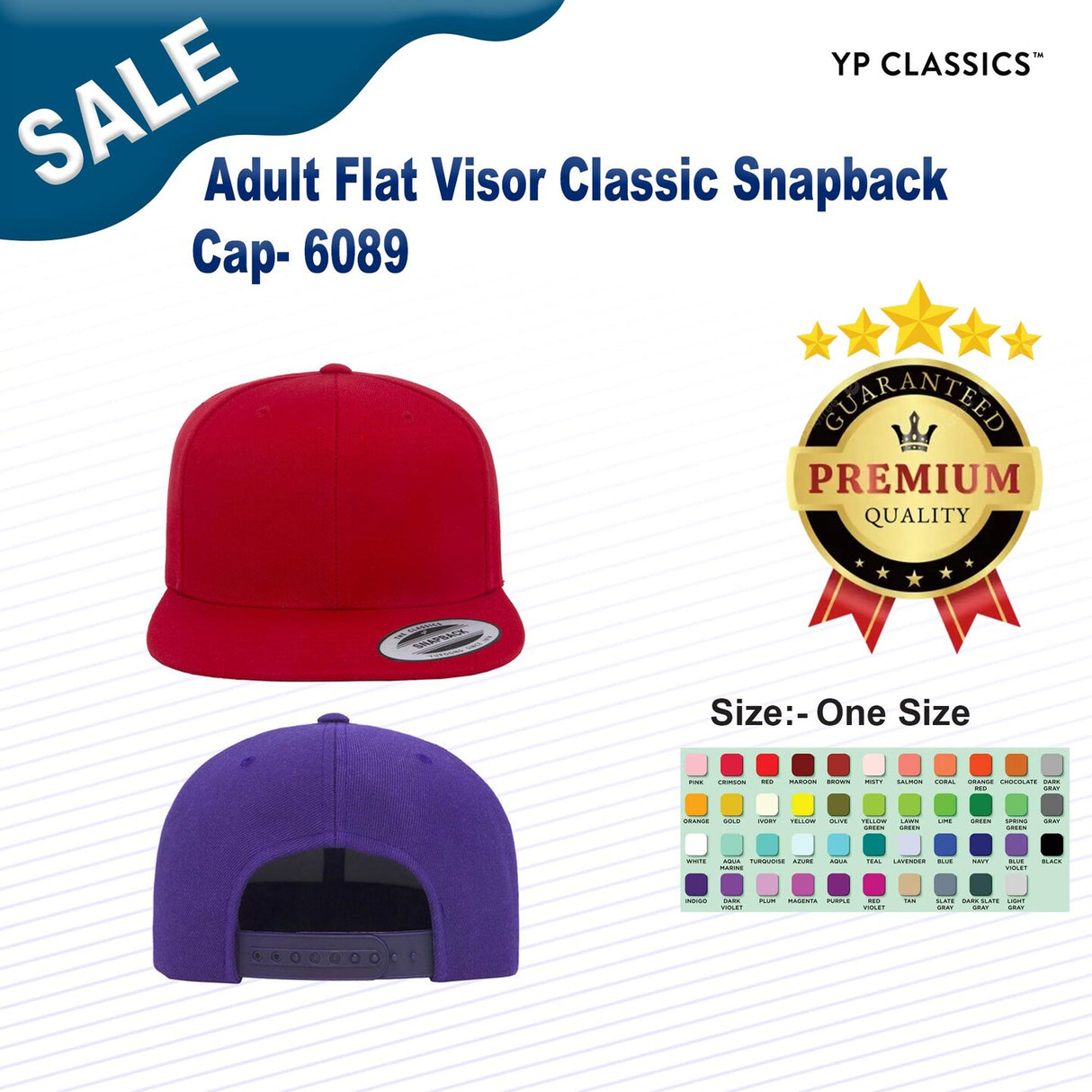 YP Classics® Adult Flat Visor Classic Snapback Cap