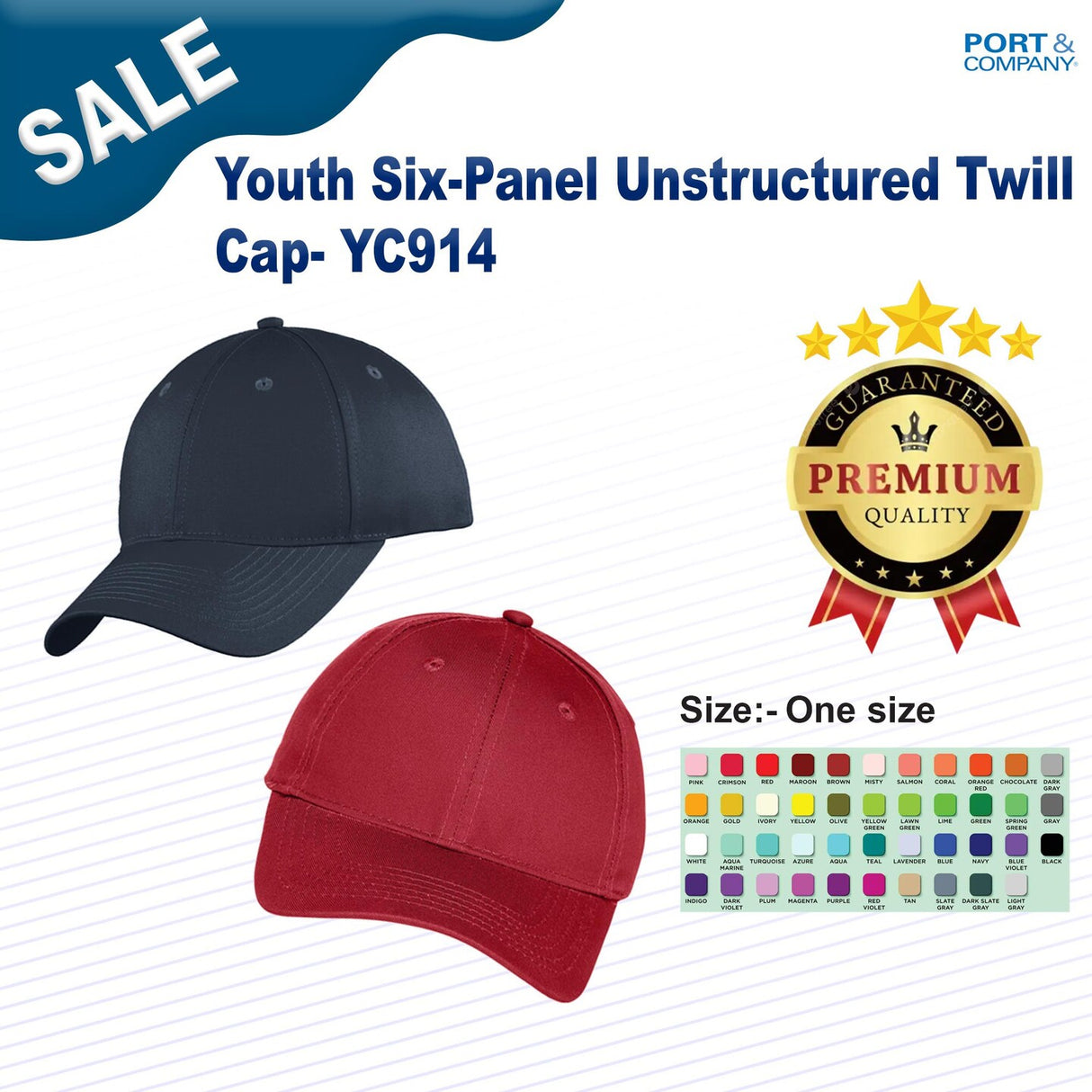 Port & Company® Youth Six-Panel Unstructured Twill Cap