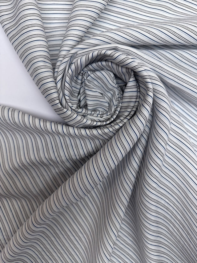 Viscose Blend Striped Blue White Shirting