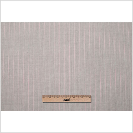 Italian Light Taupe Striped Stretch Polyester Suiting