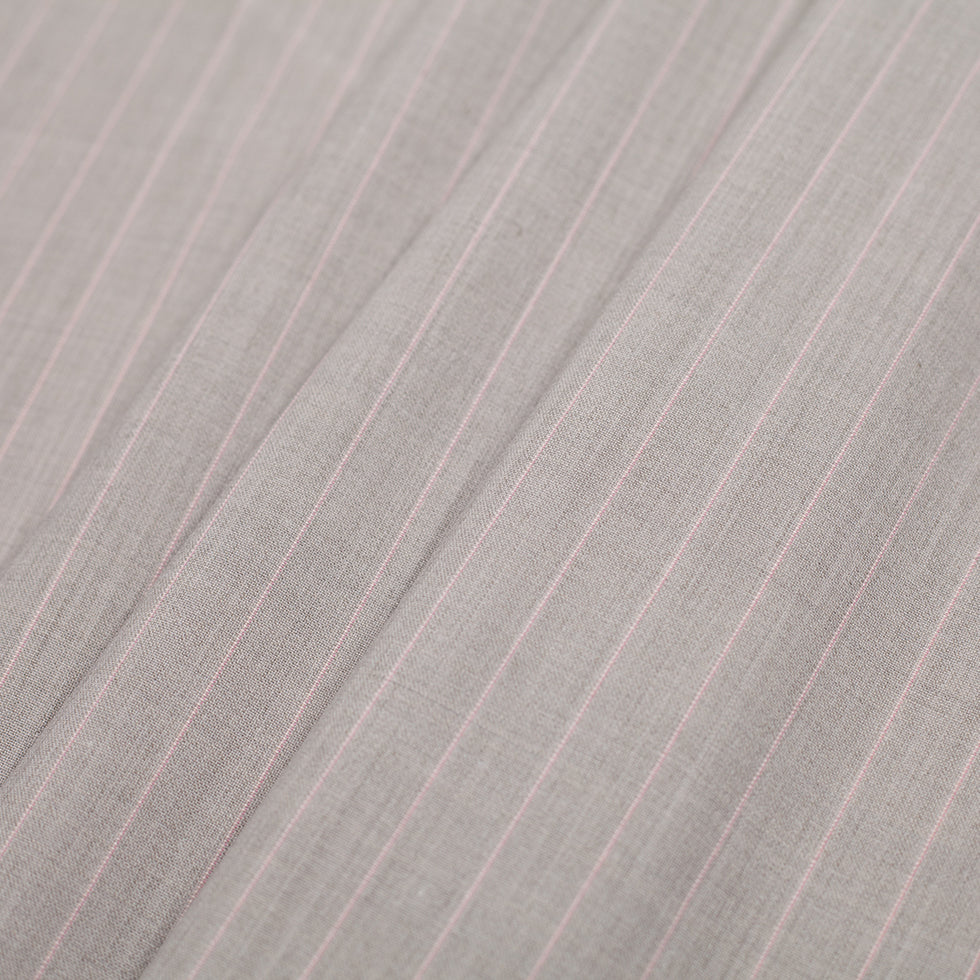 Italian Light Taupe Striped Stretch Polyester Suiting