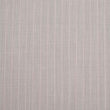 Italian Light Taupe Striped Stretch Polyester Suiting