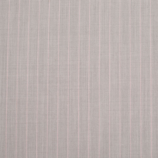 Italian Light Taupe Striped Stretch Polyester Suiting