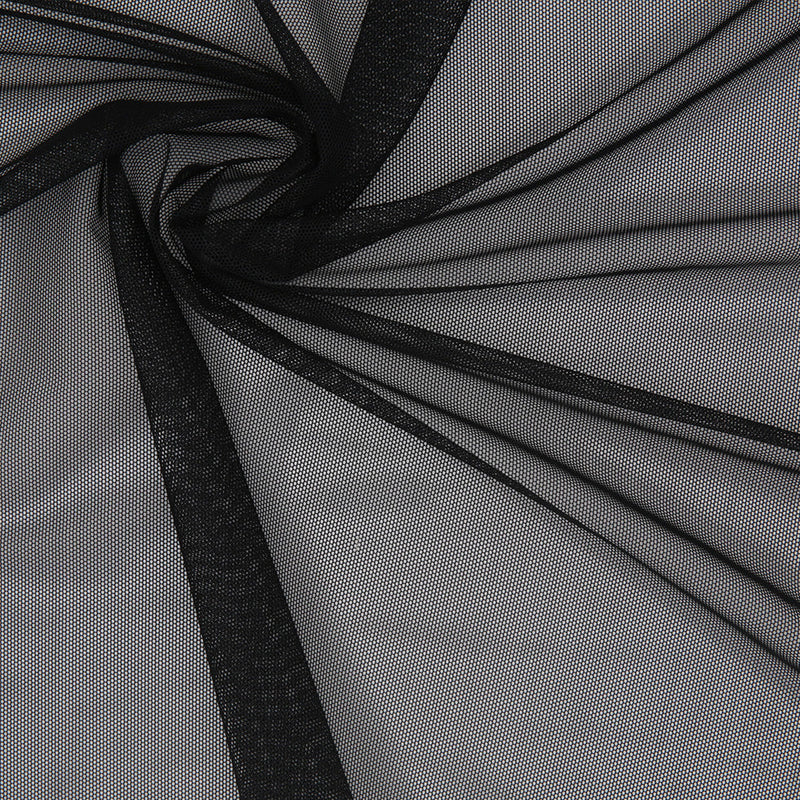 Black Stretch Polyester Power Mesh
