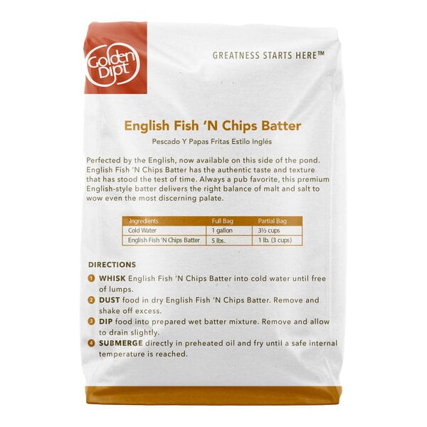 Golden Dipt English Style Fish 'N Chips Batter Mix 5 lb. - 6/Case