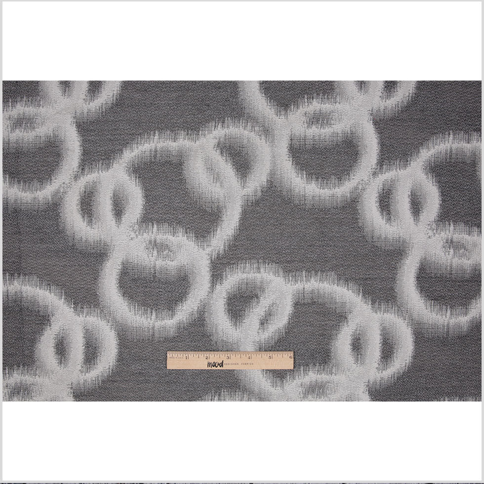 Silver Geometric Ikat Bubbles Polyester Woven