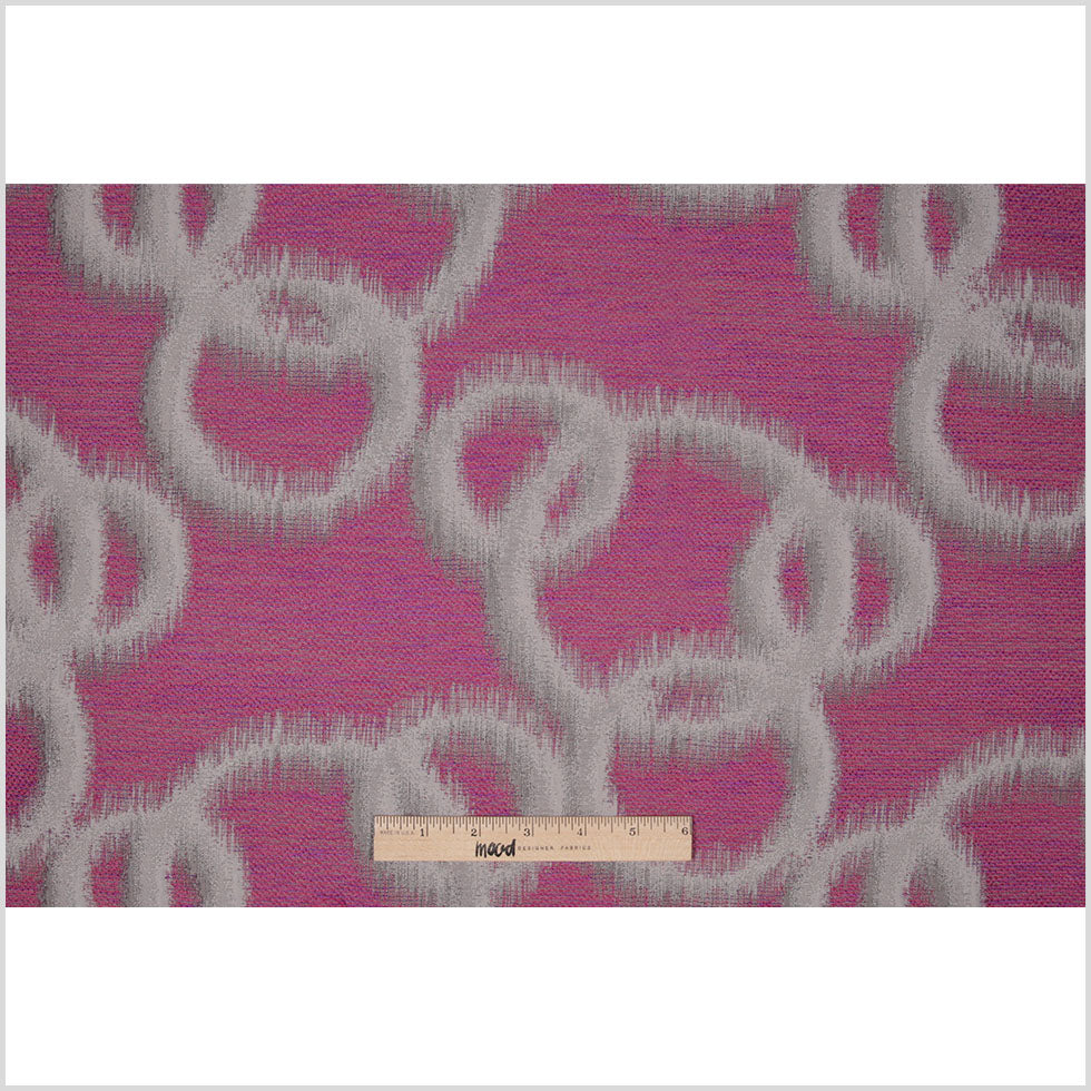 Fuchsia Geometric Ikat Bubbles Polyester Woven