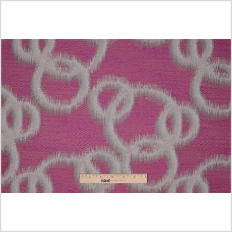 Fuchsia Geometric Ikat Bubbles Polyester Woven