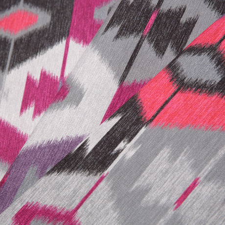 Fuchsia Ikat Geometric Upholstery Velvet
