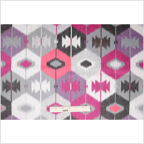 Fuchsia Ikat Geometric Upholstery Velvet
