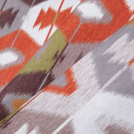 Orange Ikat Geometric Upholstery Velvet