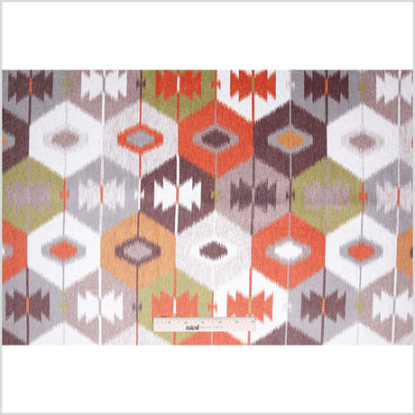 Orange Ikat Geometric Upholstery Velvet