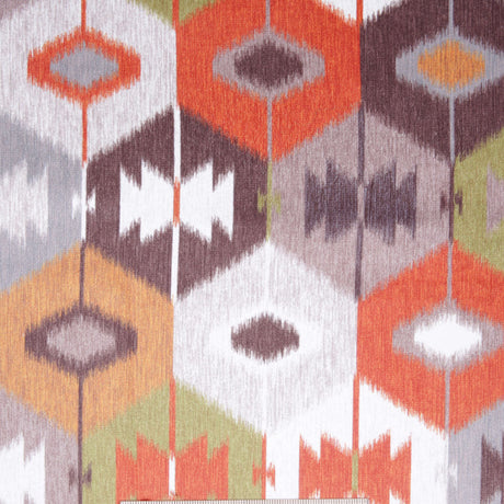 Orange Ikat Geometric Upholstery Velvet