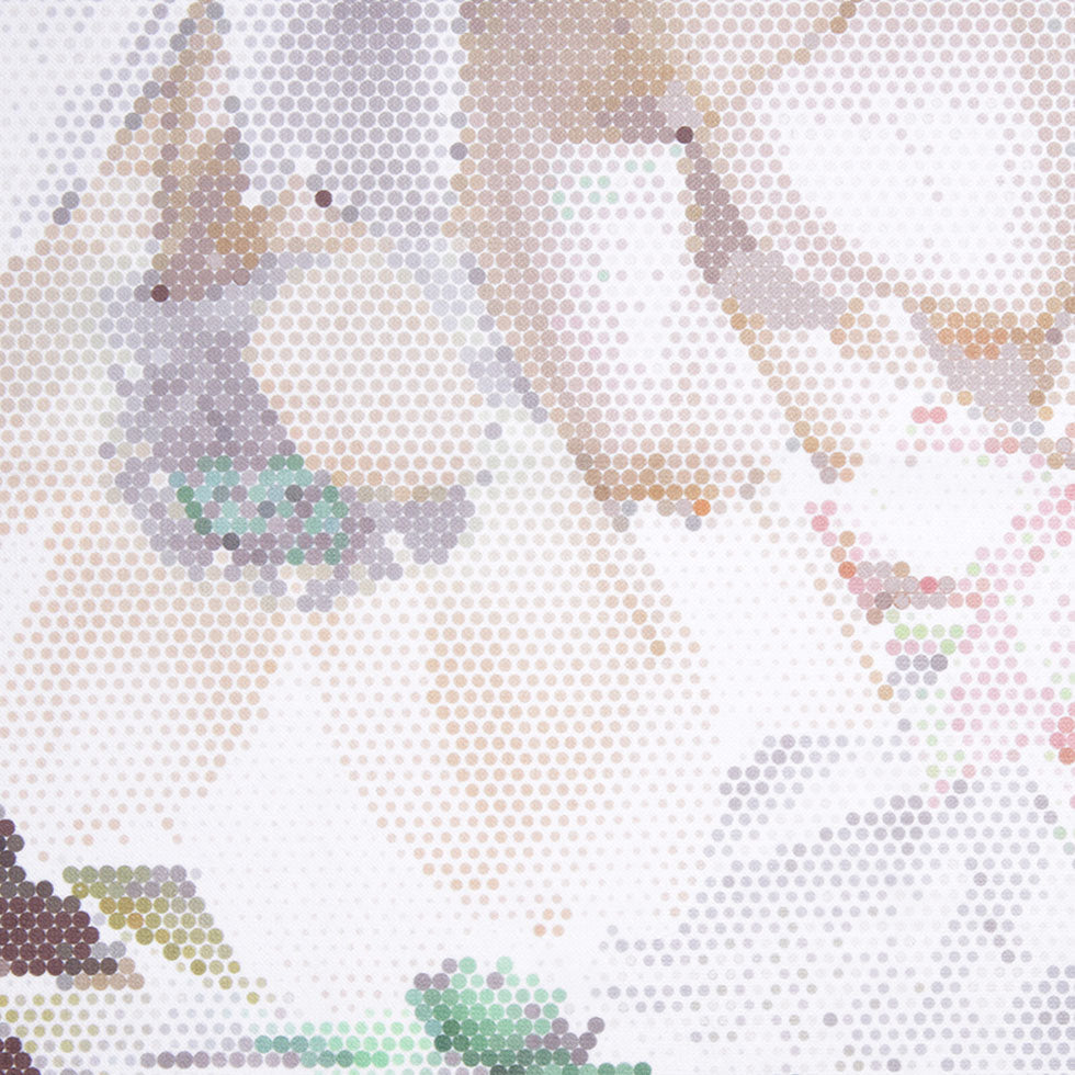 Green Pixelated Floral Upholstery Velvet
