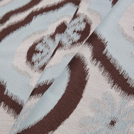 Mint Blue Ikat Damask Polyester Woven