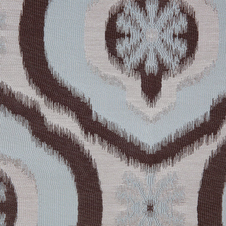 Mint Blue Ikat Damask Polyester Woven