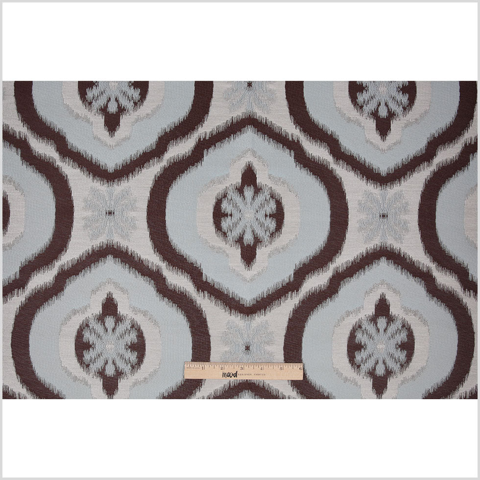 Mint Blue Ikat Damask Polyester Woven