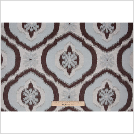 Mint Blue Ikat Damask Polyester Woven