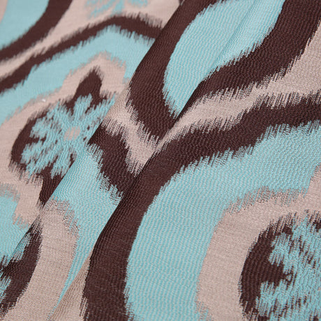 Aqua Ikat Damask Polyester Woven