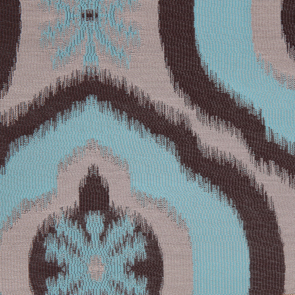 Aqua Ikat Damask Polyester Woven
