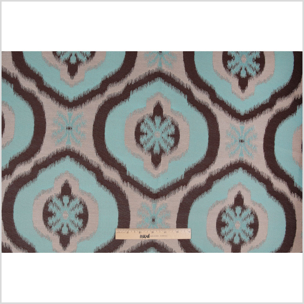 Aqua Ikat Damask Polyester Woven