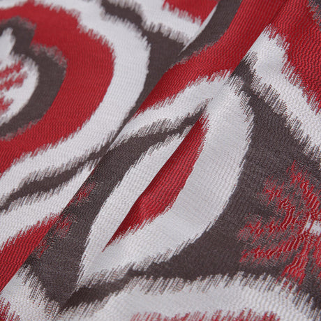 Red Ikat Damask Polyester Woven