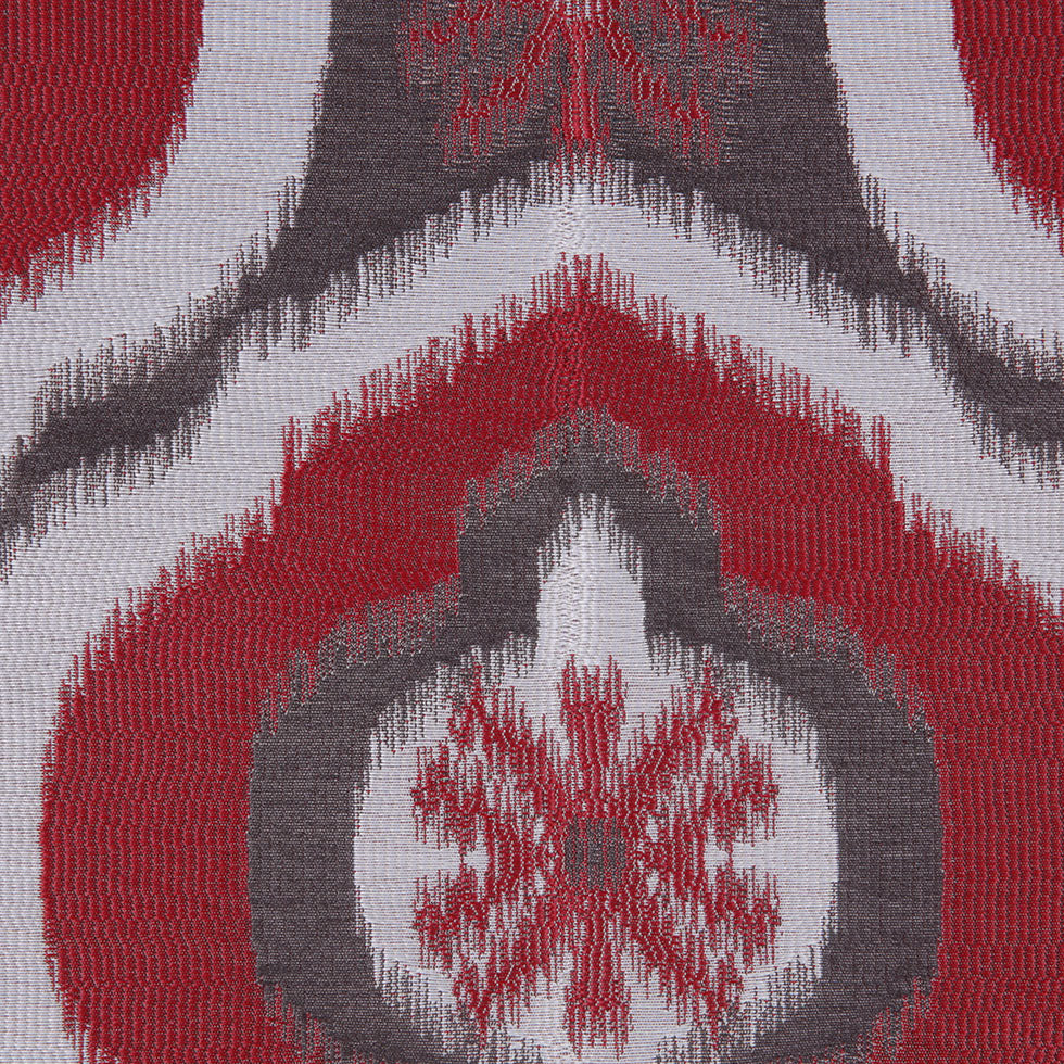 Red Ikat Damask Polyester Woven