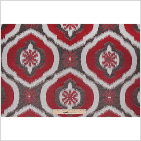 Red Ikat Damask Polyester Woven