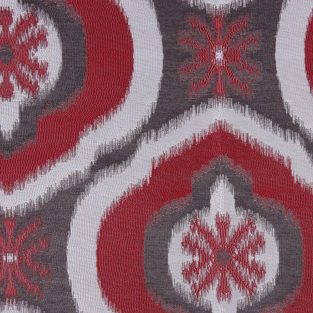 Red Ikat Damask Polyester Woven