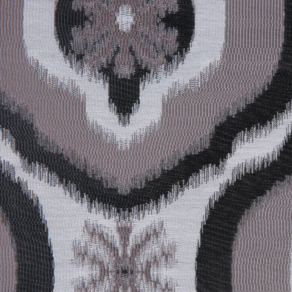 Black Ikat Damask Polyester Woven