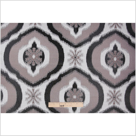 Black Ikat Damask Polyester Woven