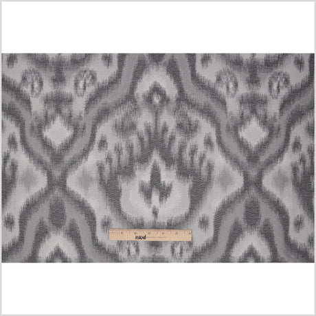 Silver Ikat Damask Polyester Woven