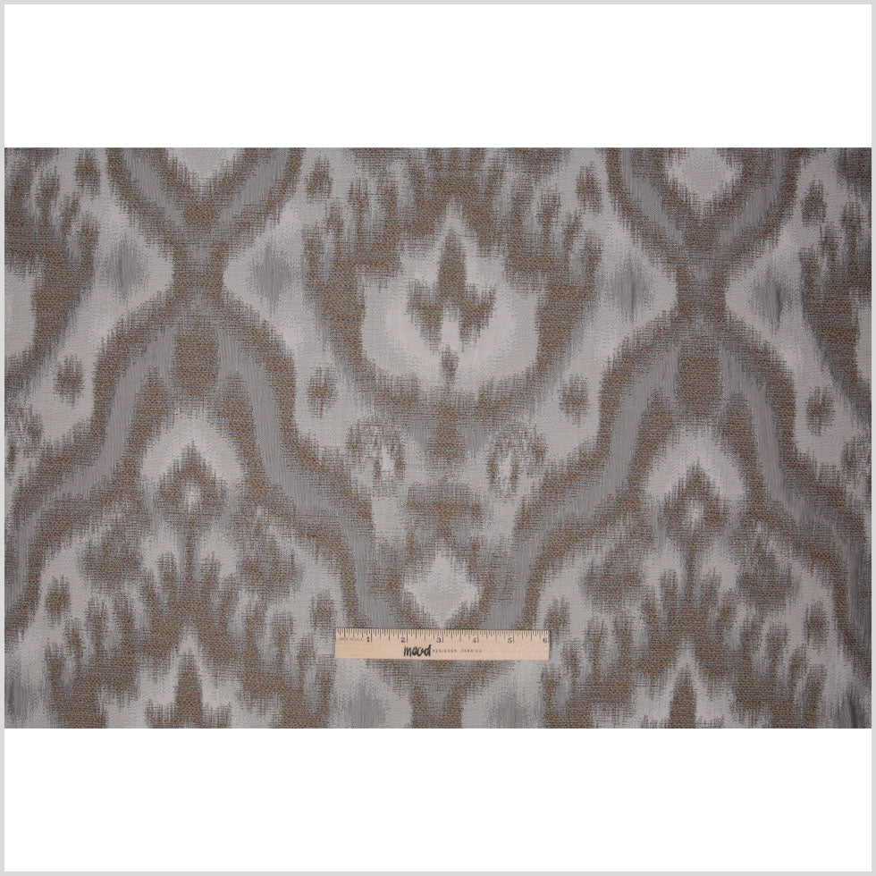 Gray Ikat Damask Polyester Woven