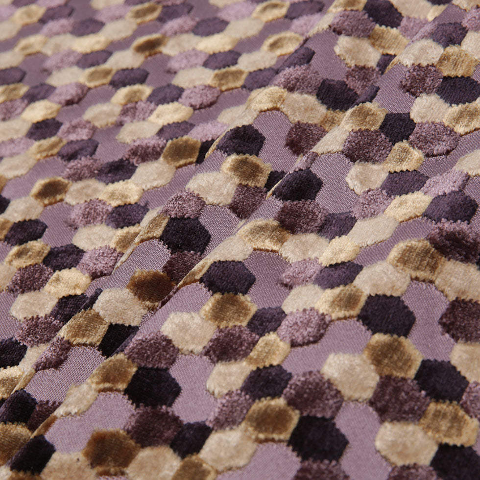 Gold Laser-Cut Geometric Polyester Velvet