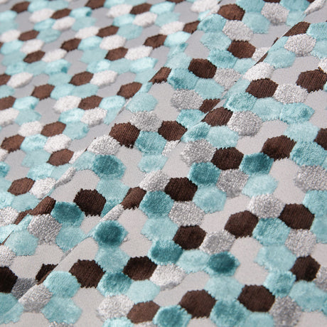 Aqua Laser-Cut Geometric Polyester Velvet