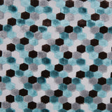 Aqua Laser-Cut Geometric Polyester Velvet