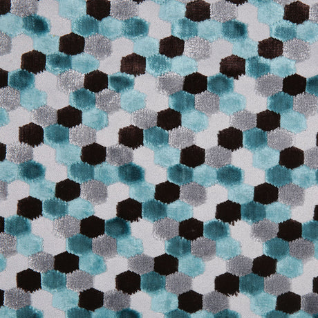 Aqua Laser-Cut Geometric Polyester Velvet