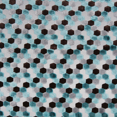 Aqua Laser-Cut Geometric Polyester Velvet