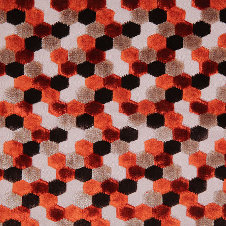 Orange Laser-Cut Geometric Polyester Velvet
