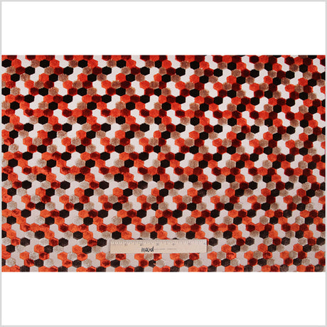 Orange Laser-Cut Geometric Polyester Velvet
