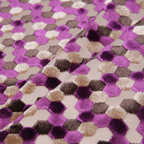 Purple Laser-Cut Geometric Polyester Velvet