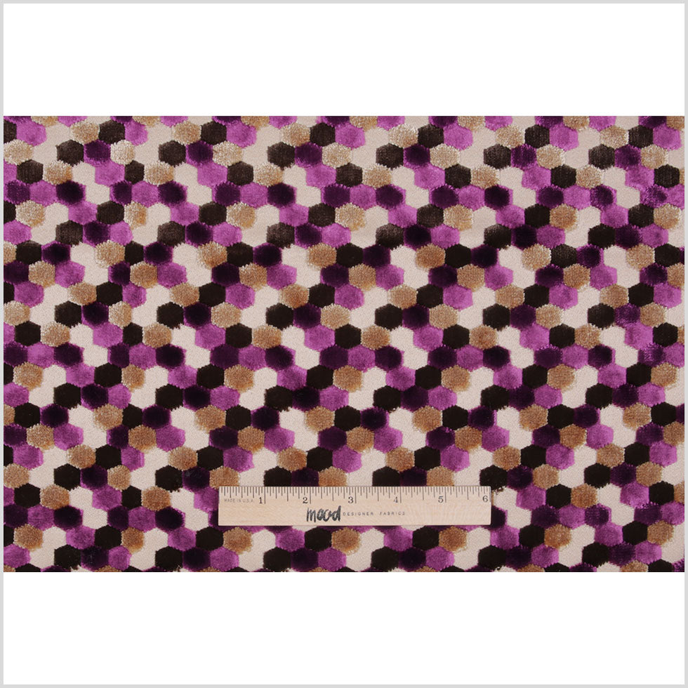 Purple Laser-Cut Geometric Polyester Velvet