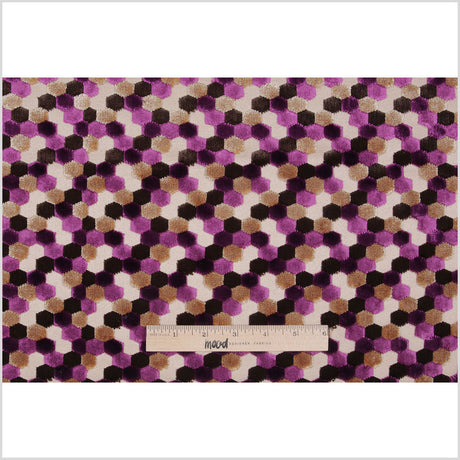 Purple Laser-Cut Geometric Polyester Velvet