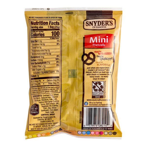 Snyder's of Hanover Mini Pretzels 0.92 oz. - 88/Case