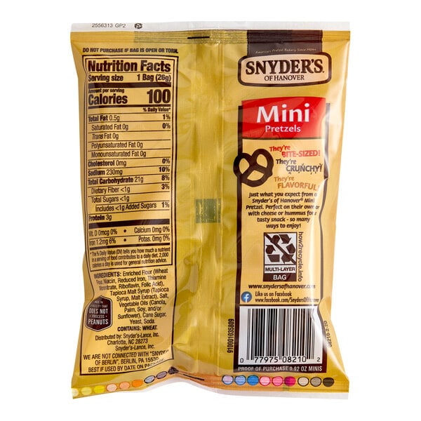 Snyder's of Hanover Mini Pretzels 0.92 oz. - 88/Case